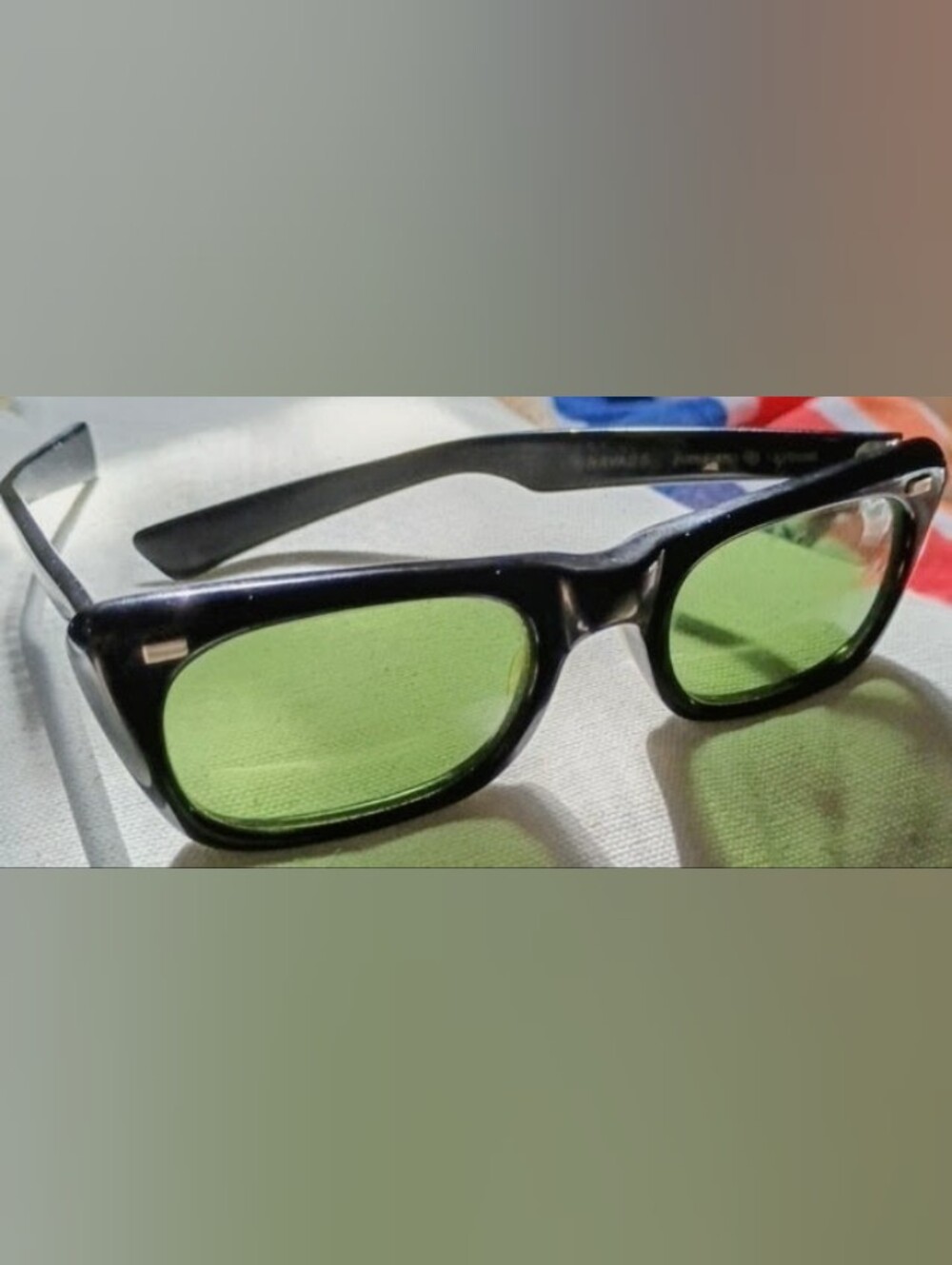Bravado Black Frame Sunglasses with Green Lenses - Classic Rectangular